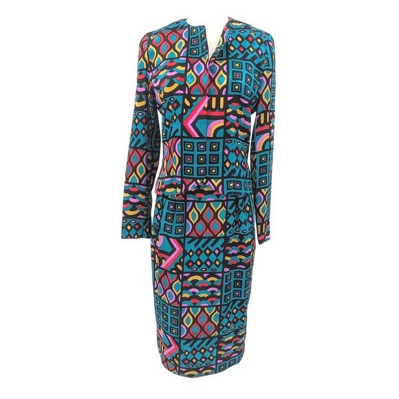 Anne Crimmins Dresses & Skirts - Anne Crimmins Signature Silk Blend Art‎ Print Jacket Skirt Set Geometric Vintage
